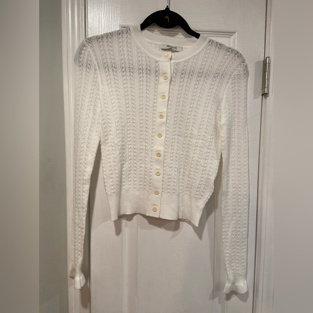NWT Madewell Size XXS Frost White The Signature Open-Knit Cardigan Soft Stretchy